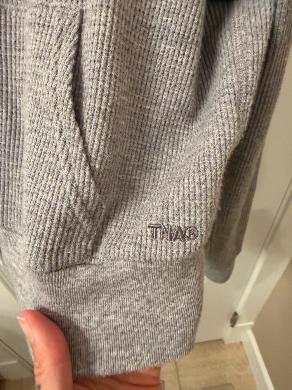 TNA Light Grey Waffle Knit Cowl Neck Sweater - Picture 4 of 4